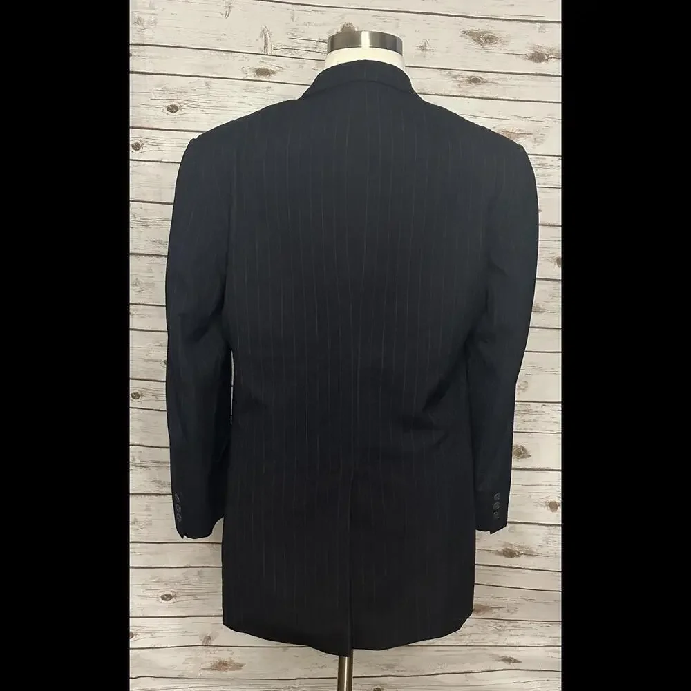 Vintage Brooks Brothers navy blue pinstriped single-breasted blazer Size 44L